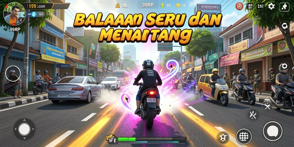 Gameplay seru di 99RP dengan balapan yang menegangkan.