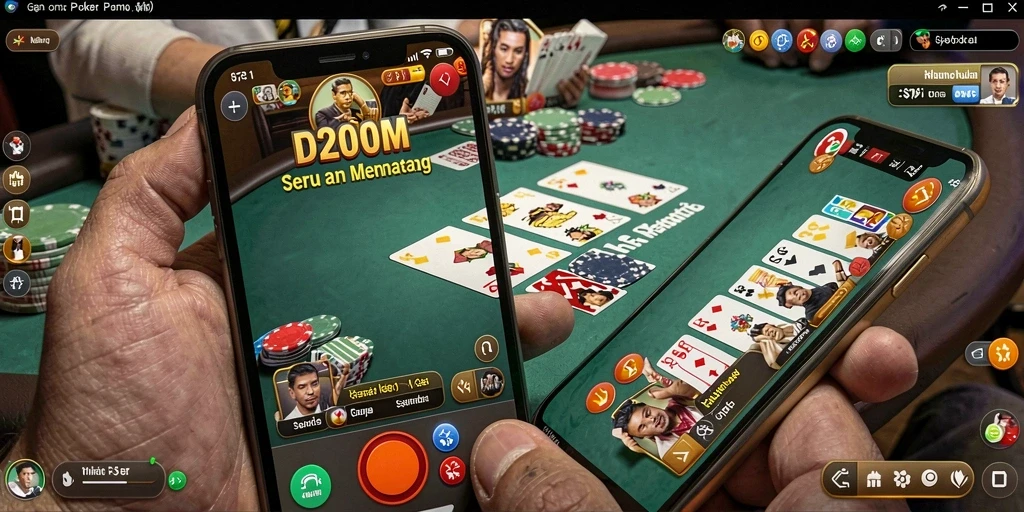 Tampilan screenshot D200M menampilkan gameplay seru poker.