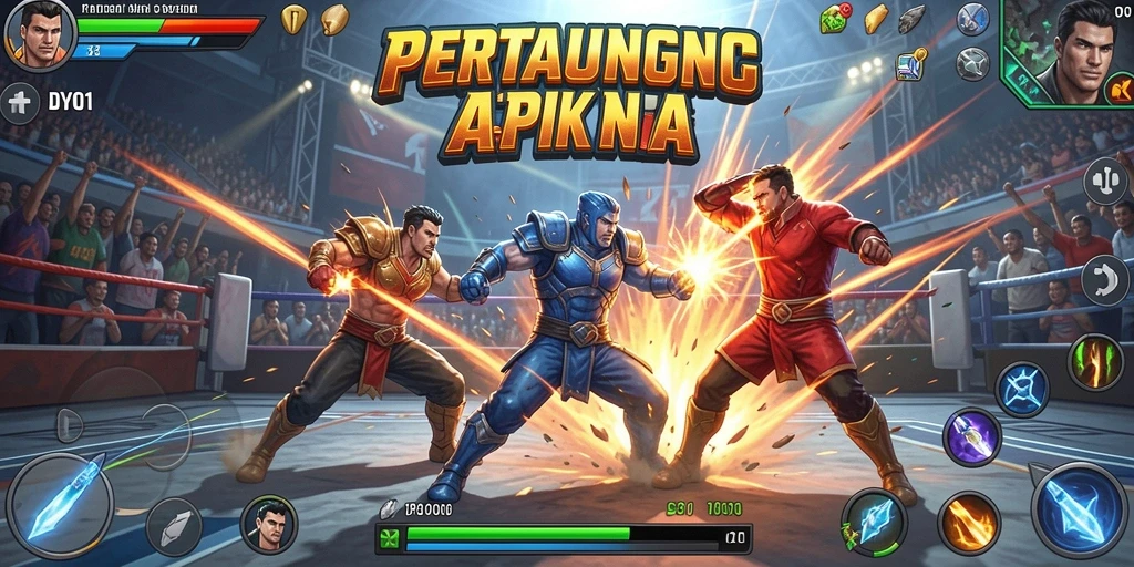 Tangkapan layar utama DY01 menampilkan aksi pertarungan yang intens.