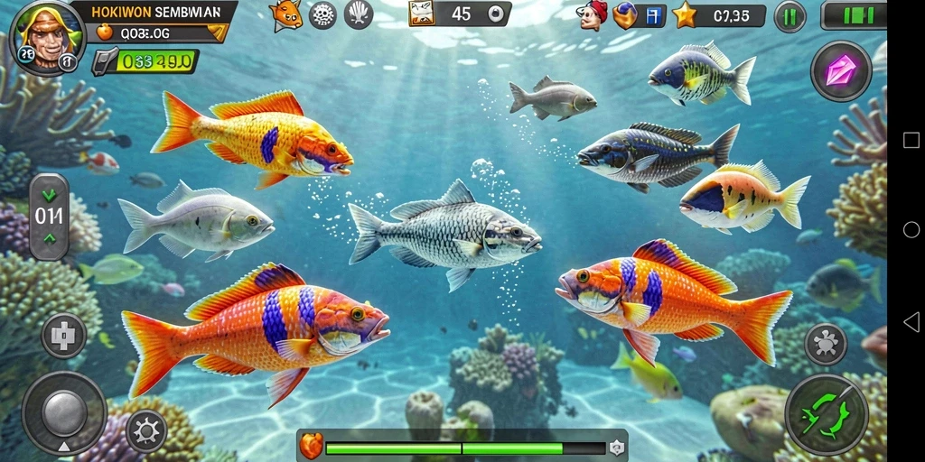 Screenshot HOKIWON menampilkan gameplay Tembak Ikan yang mendebarkan.