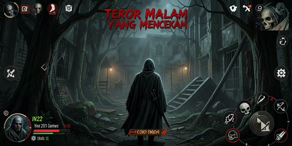 Screenshot gameplay menegangkan dari IN22 yang memperlihatkan suasana Horror.