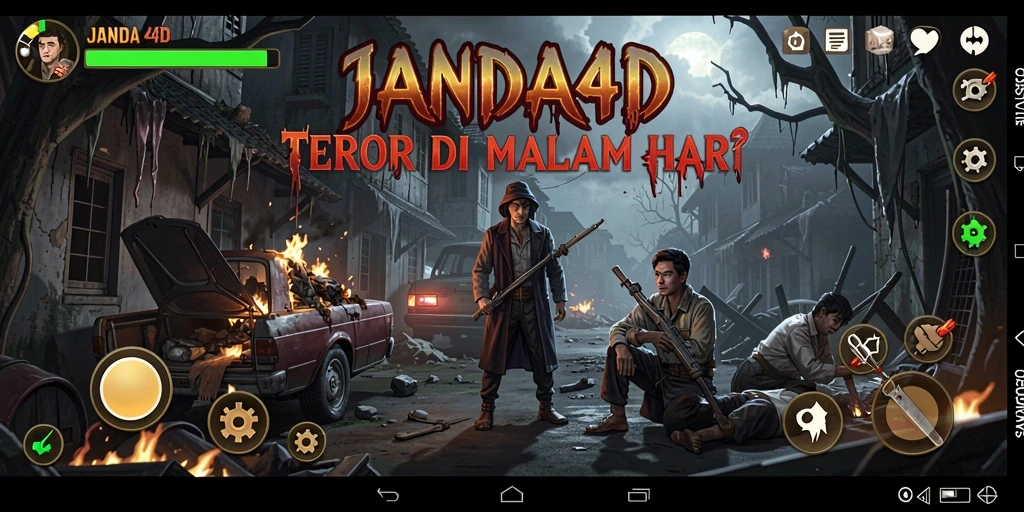 Tampilan gameplay <strong>JANDA4D</strong> yang mencekam dengan suasana gelap.