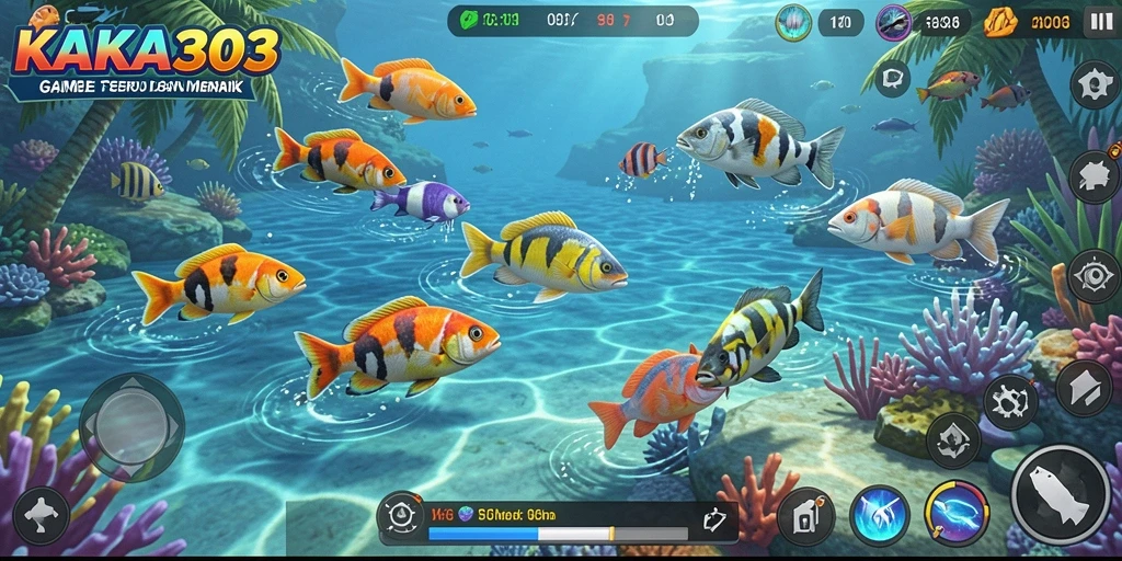 Screenshot gameplay KAKA303 yang menunjukkan aksi Tembak Ikan.