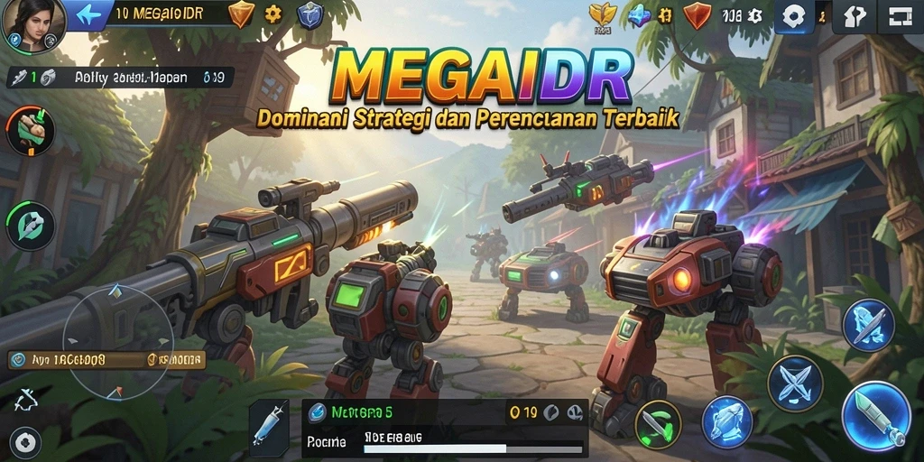 Screenshot gameplay MEGAIDR yang menunjukkan pertempuran strategis yang intens.