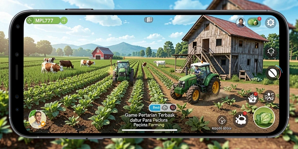 Tampilan gameplay seru di MPL777 dengan aktivitas pertanian.