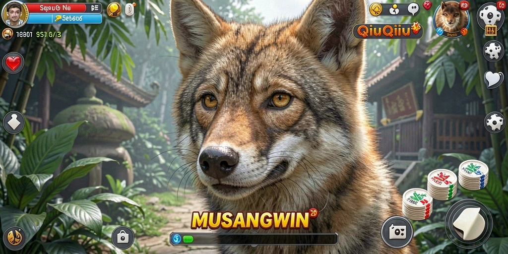 Screenshot MUSANGWIN menampilkan aksi seru permainan QiuQiu.