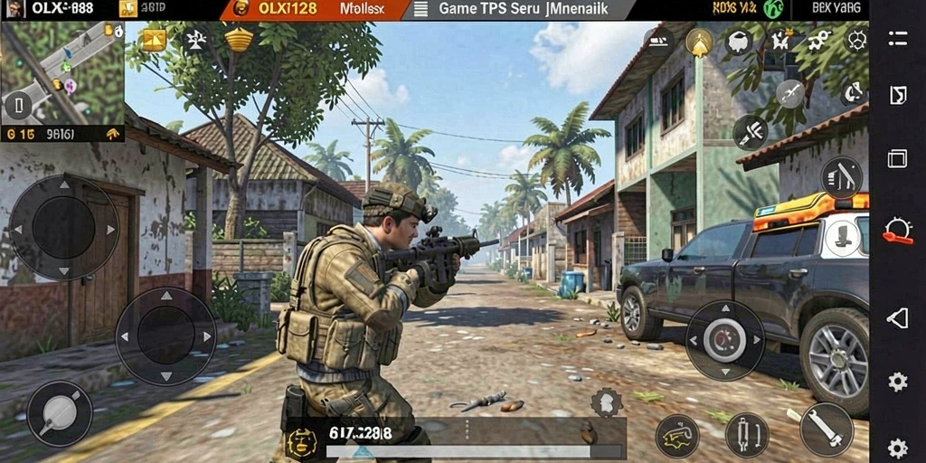 Tampilan gameplay OLX128 yang seru dalam pertempuran TPS.