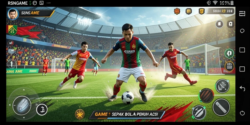 Tampilan gameplay sepak bola yang mendebarkan di RSNGAME.