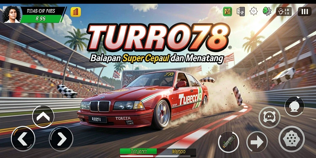 Tampilan gameplay TURBO78 yang seru dan mendebarkan saat balapan.